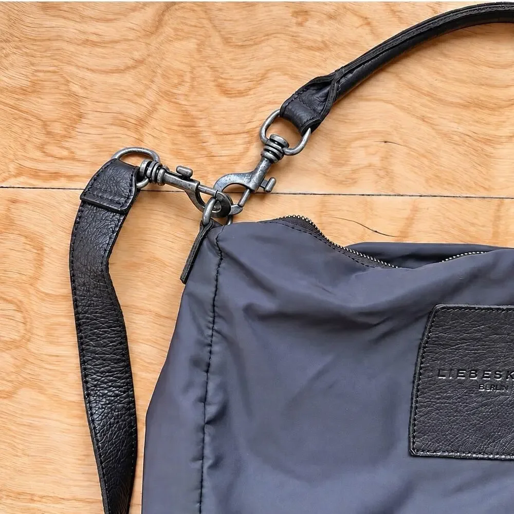 Liebeskind Berlin Ramona C Brown Nylon Leather Hobo Crossbody Shoulder Bag